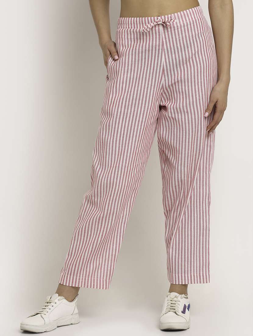 women stripes calf length tailored pants - 18274924 - Zoom Image - 0