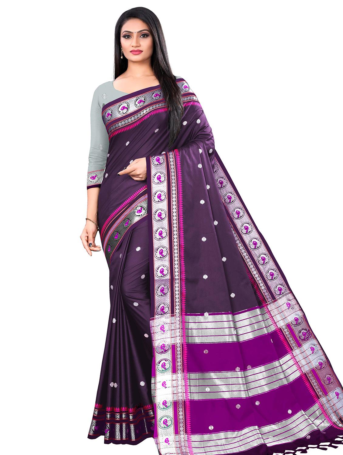 burgundy silk saree - 18275161 - Zoom Image - 0