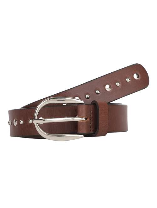 genuine leather brown studded belt - 18275237 - Standard Image - 0