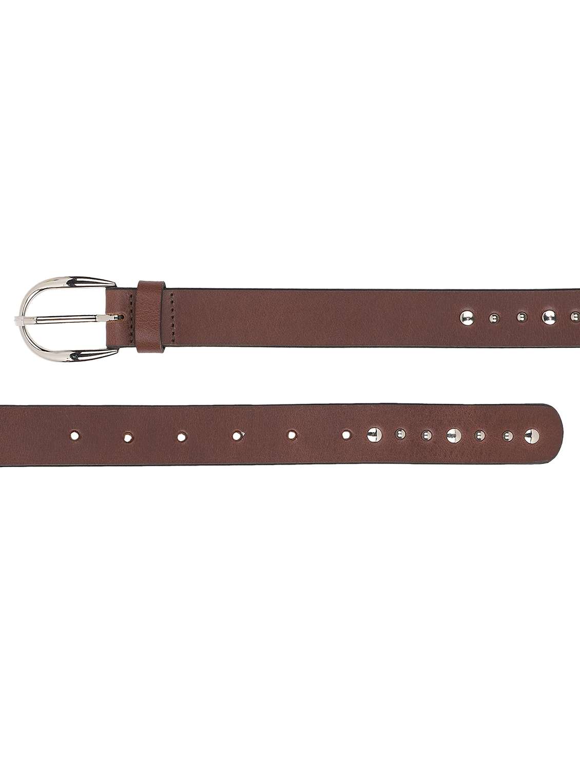genuine leather brown studded belt - 18275237 - Standard Image - 3