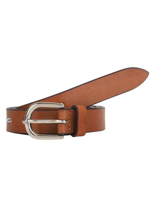 genuine leather brown studded belt - 18275238 - Standard Image - 0