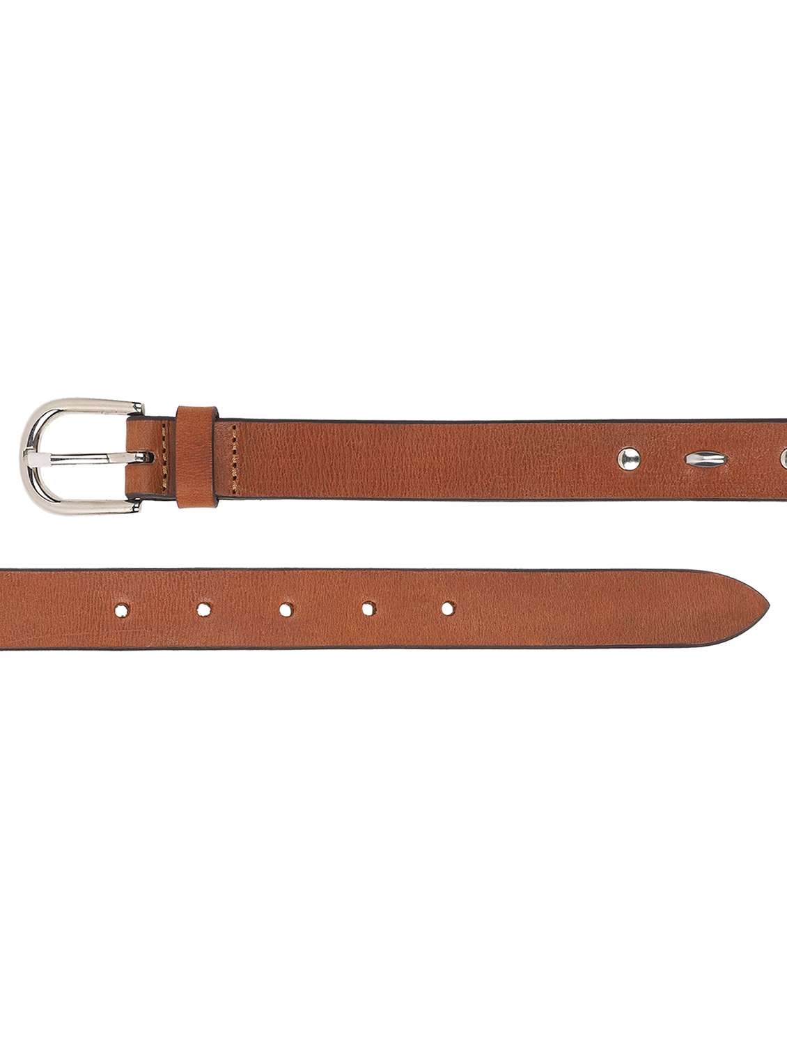 genuine leather brown studded belt - 18275238 - Standard Image - 3