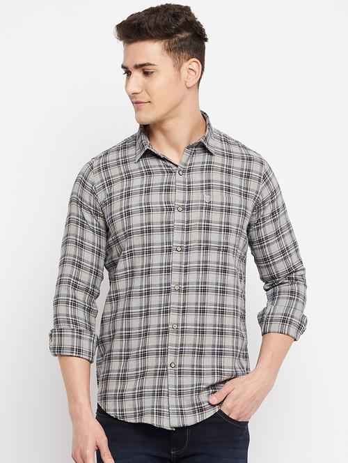 grey checkered casual shirt - 18276058 -  Standard Image - 0