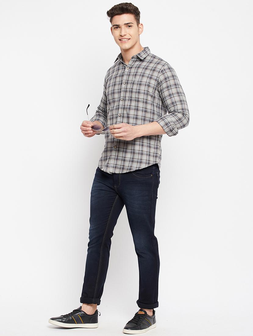grey checkered casual shirt - 18276058 - Standard Image - 3