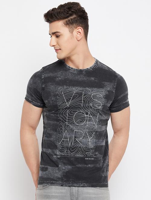 charcoal-grey chest-printed t-shirt - 18276072 - Standard Image - 0