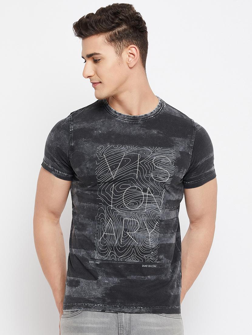 charcoal-grey chest-printed t-shirt - 18276072 - Zoom Image - 0