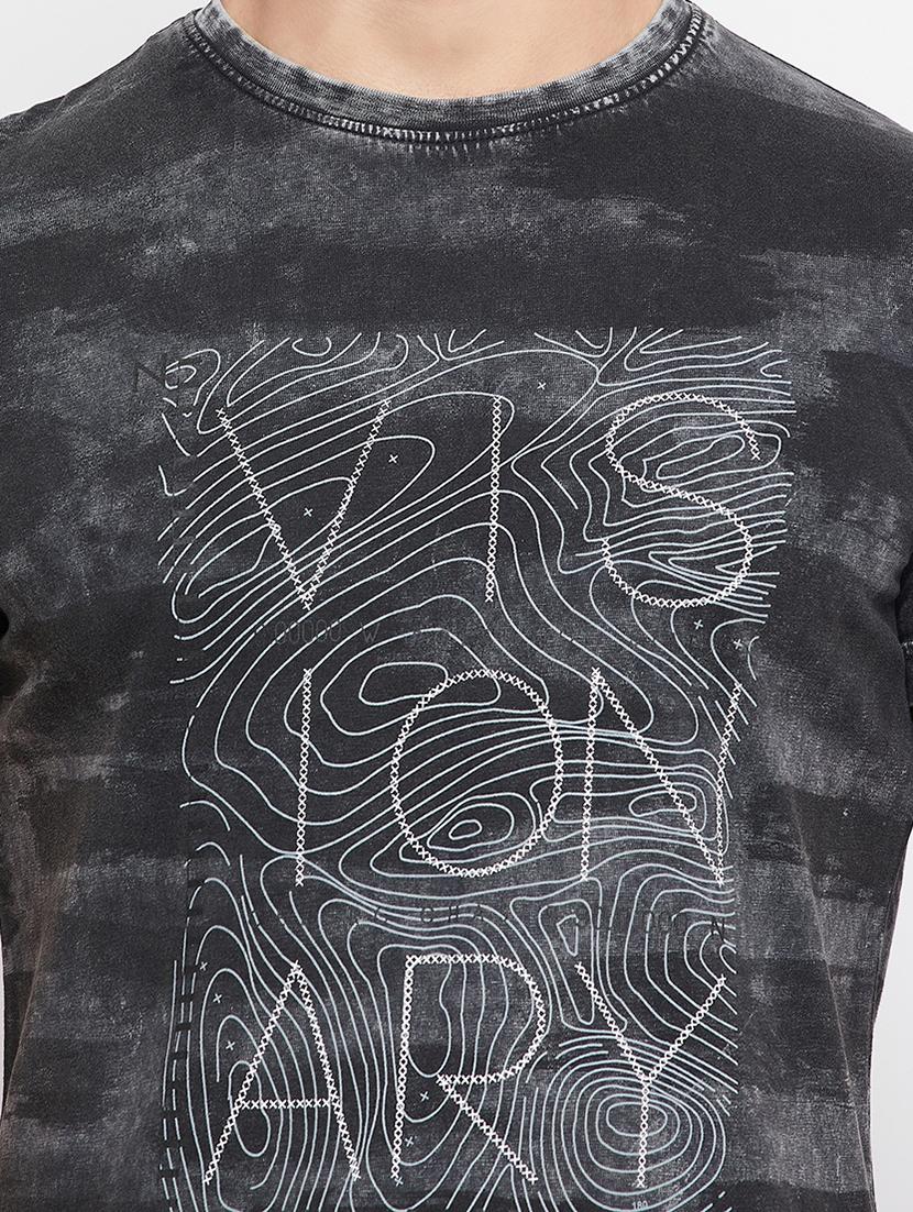 charcoal-grey chest-printed t-shirt - 18276072 - Standard Image - 3