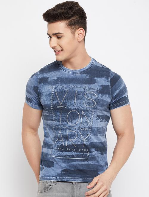 navy-blue front-print t-shirt - 18276073 -  Standard Image - 0