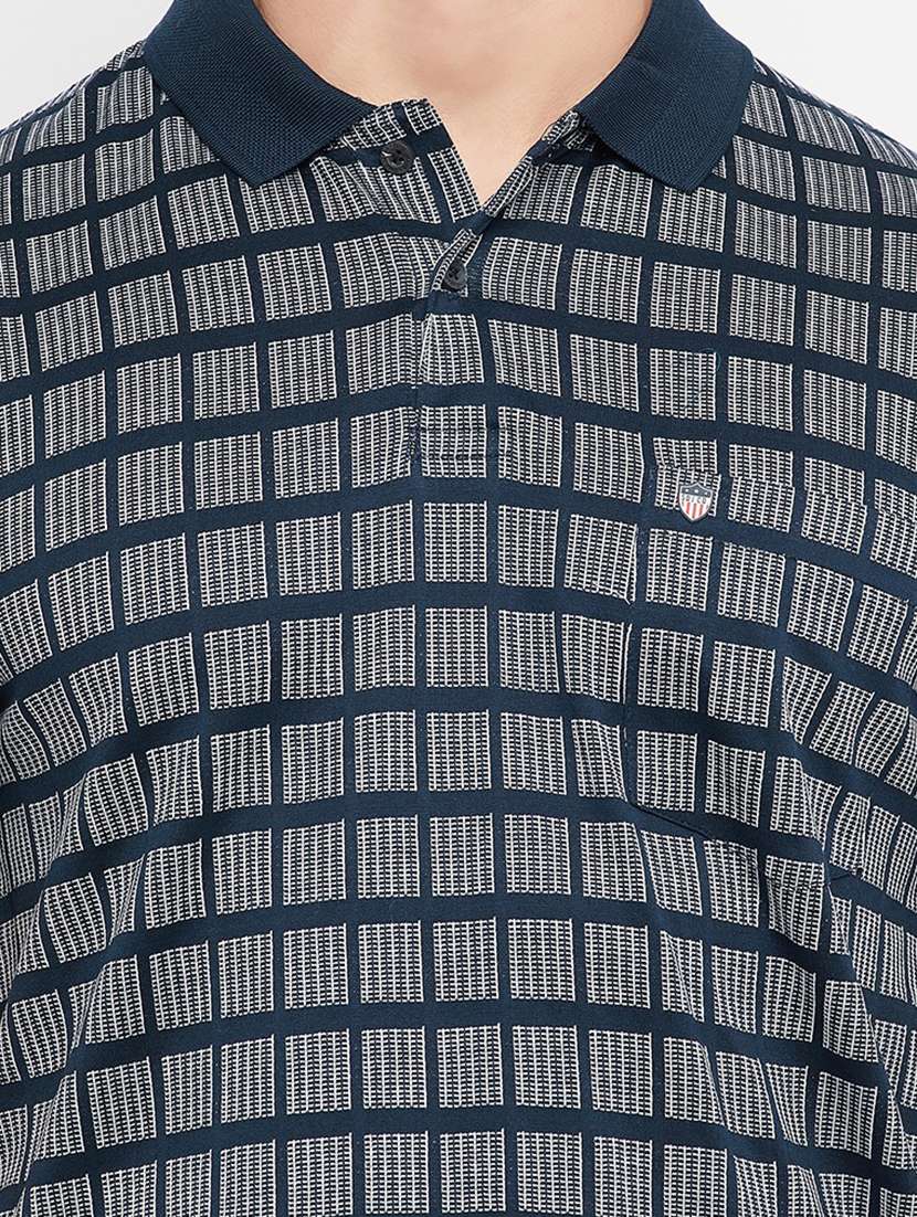 navy blue checkered polo t-shirt - 18276084 -  Standard Image - 3