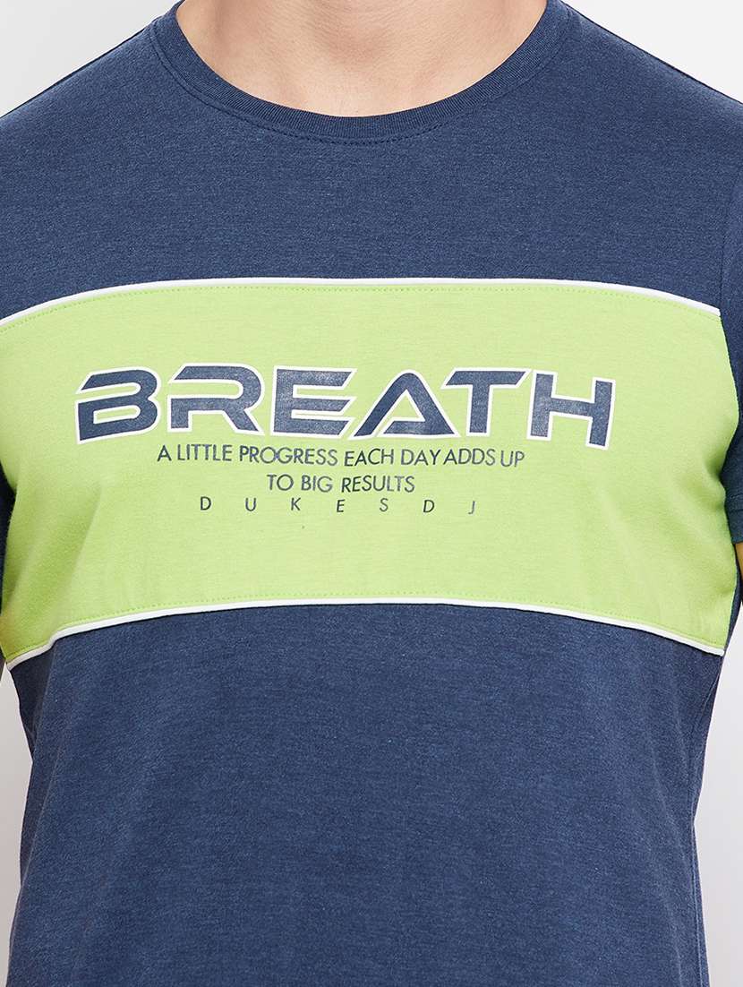 navy blue chest printed t-shirt - 18276093 -  Standard Image - 3