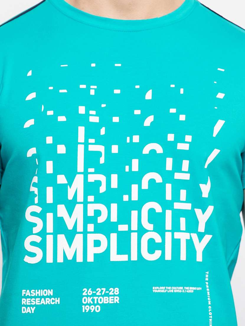 turquoise front printed t-shirt - 18276094 - Standard Image - 3