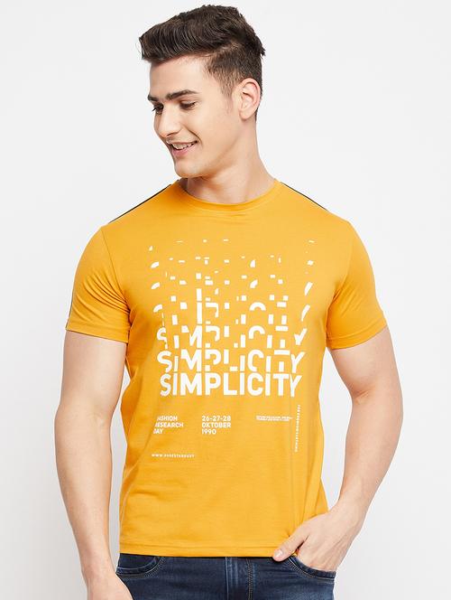 yellow front printed t-shirt - 18276095 - Standard Image - 0