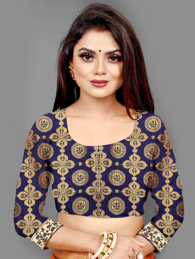 zari work woven saree with blouse - 18276364 - Standard Image - 3
