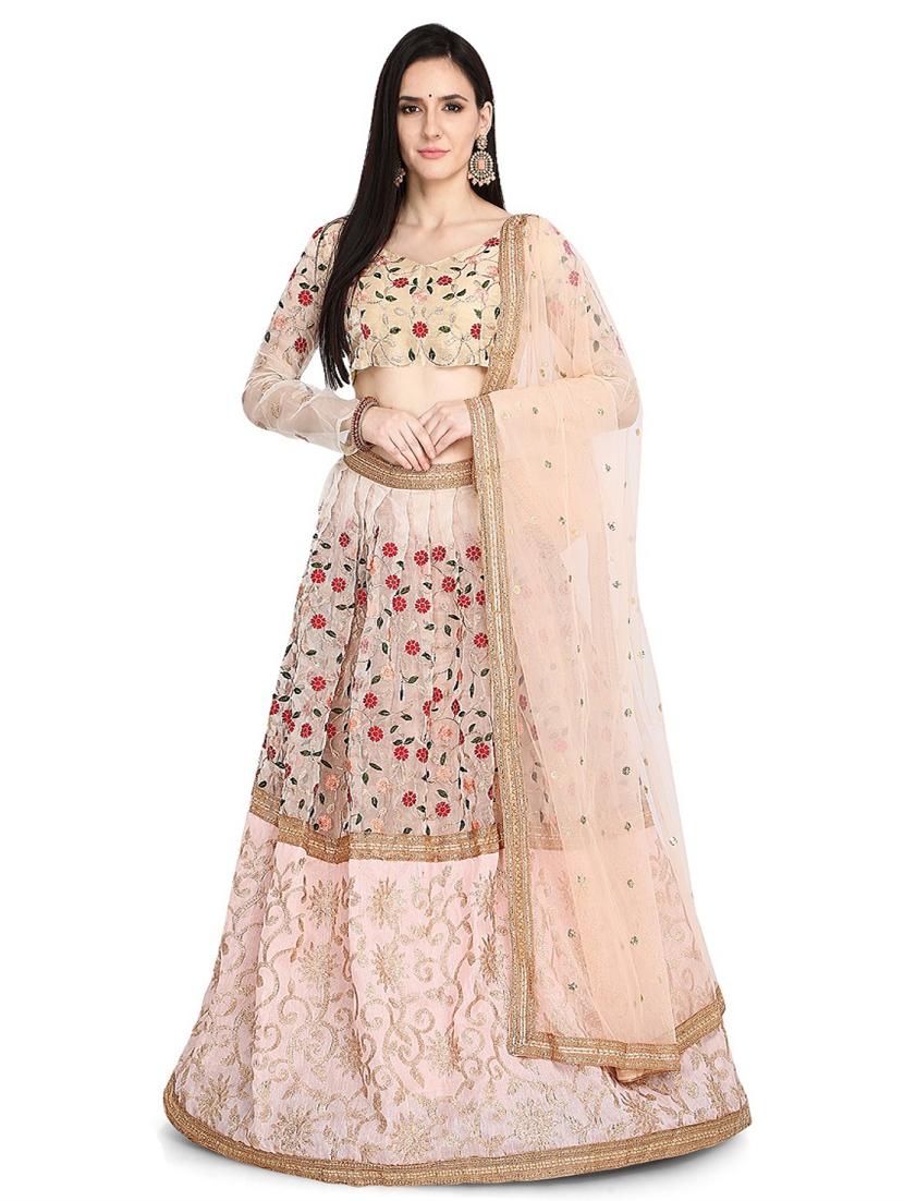 off white organza flared lehenga - 18276445 - Zoom Image - 0
