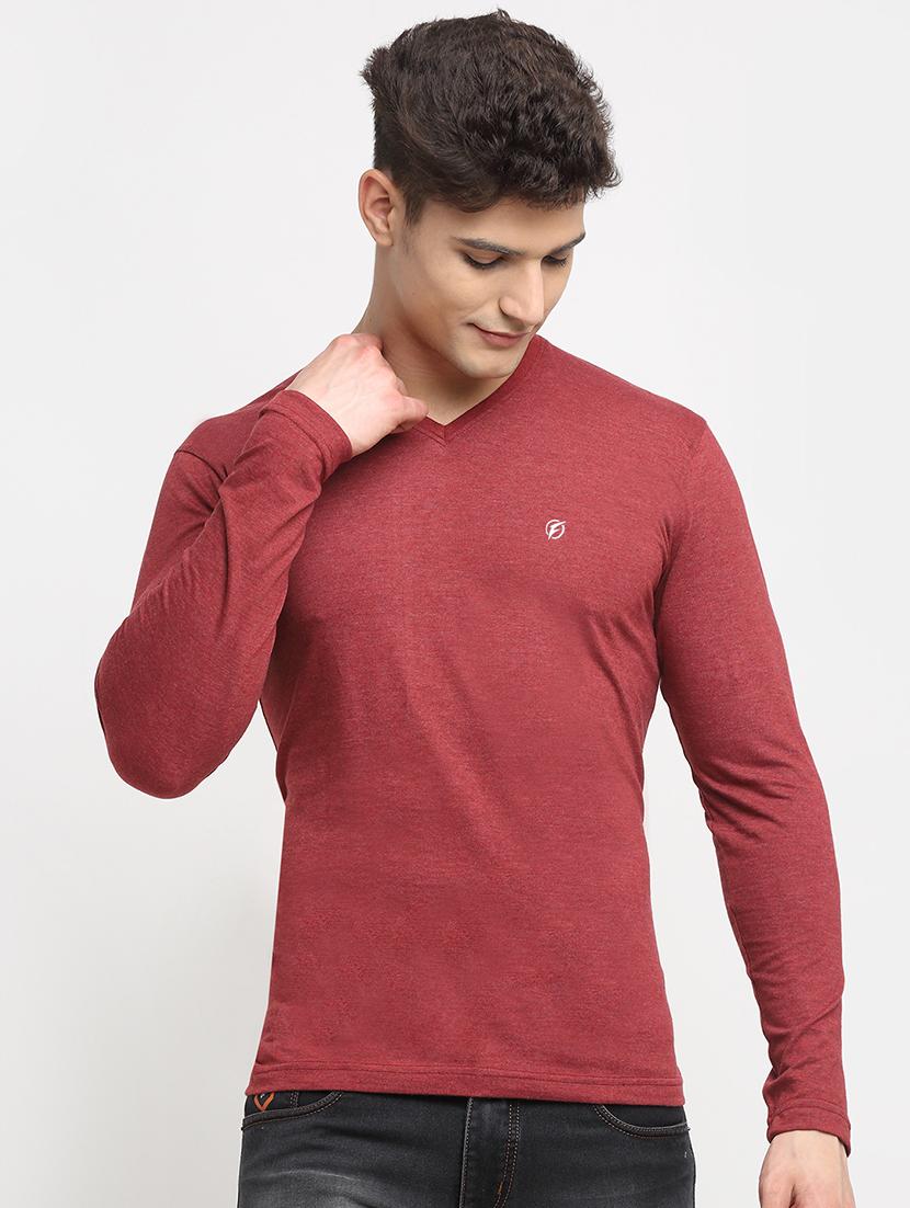 maroon melange t-shirt - 18277200 - Zoom Image - 0