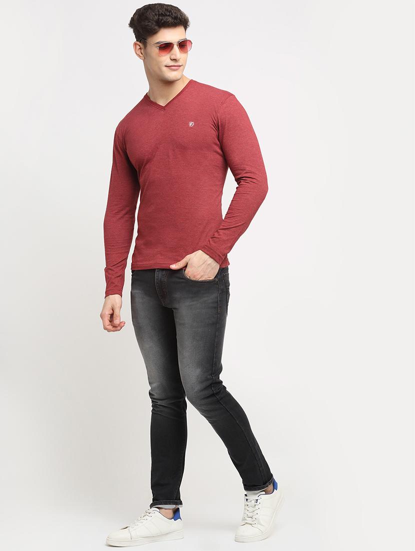 maroon melange t-shirt - 18277200 - Standard Image - 3