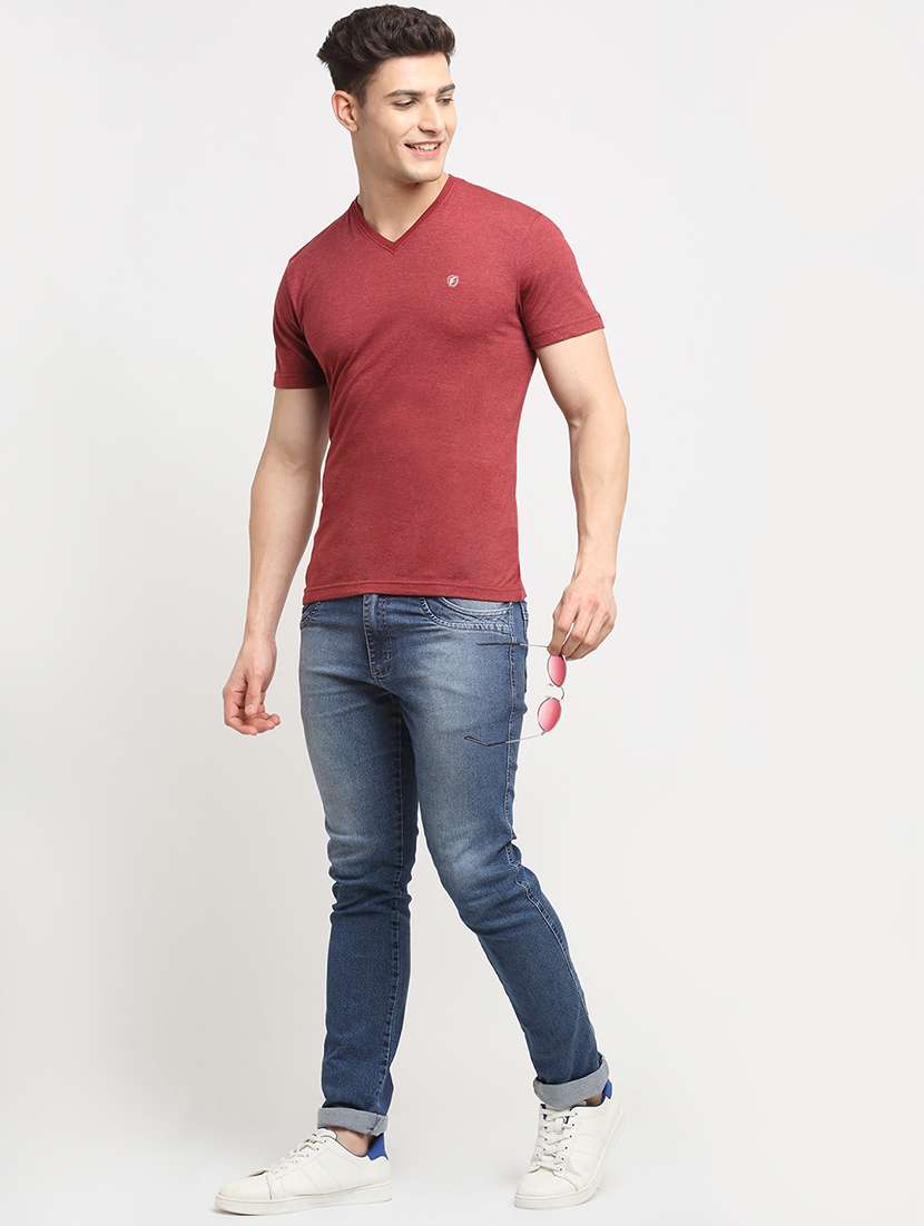maroon melange t-shirt - 18277203 -  Standard Image - 3
