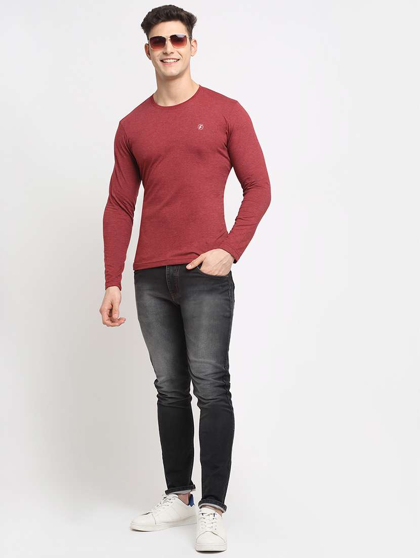 maroon melange t-shirt - 18277206 - Standard Image - 3
