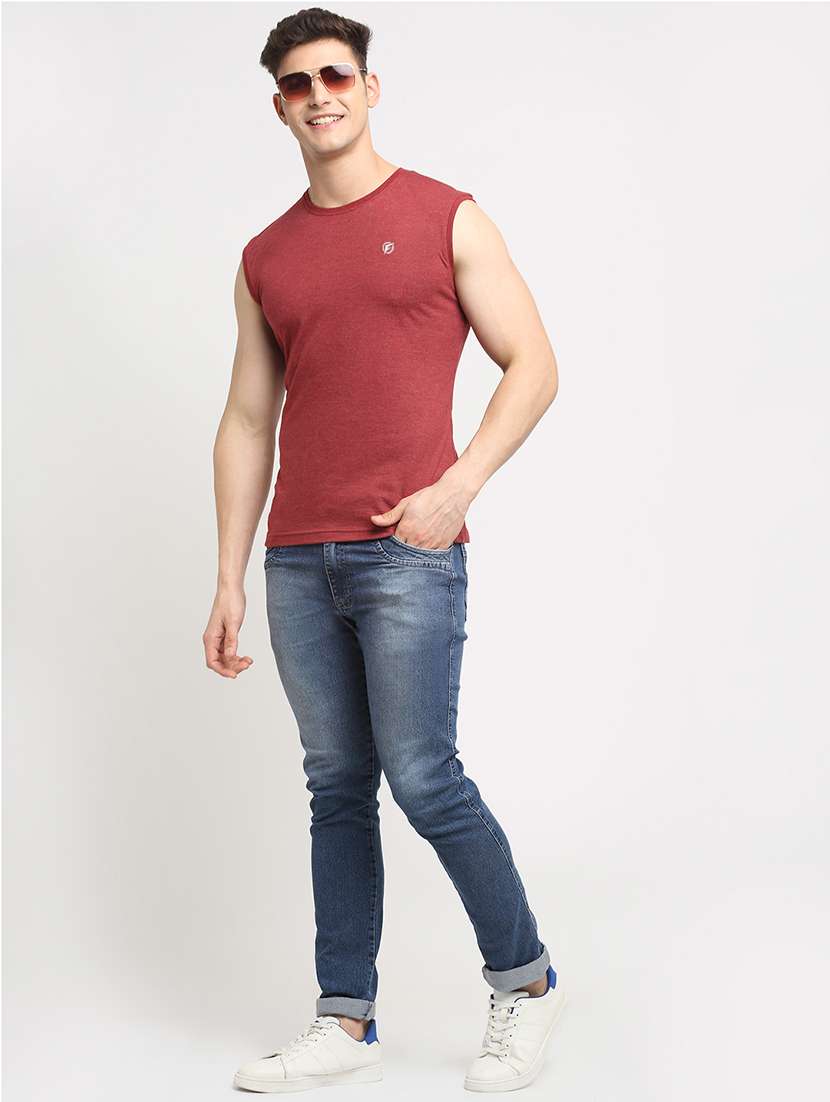 maroon melange t-shirt - 18277209 -  Standard Image - 3