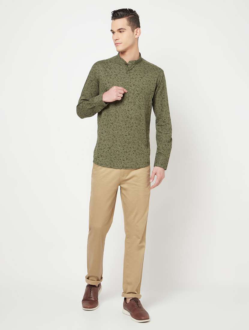 olive-green printed short kurtas - 18277474 -  Standard Image - 3