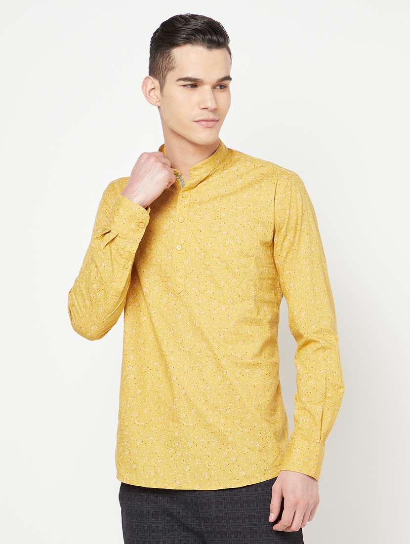 yellow printed short kurtas