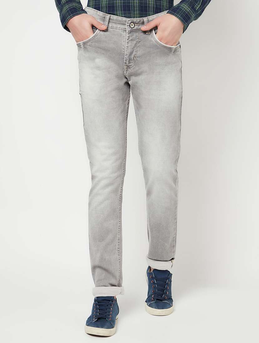 Buy online Grey Light Washed Denim Jean 