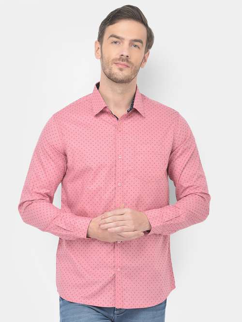 mens micro print casual shirt - 18277536 - Standard Image - 0