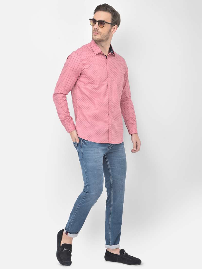 mens micro print casual shirt - 18277536 - Standard Image - 3