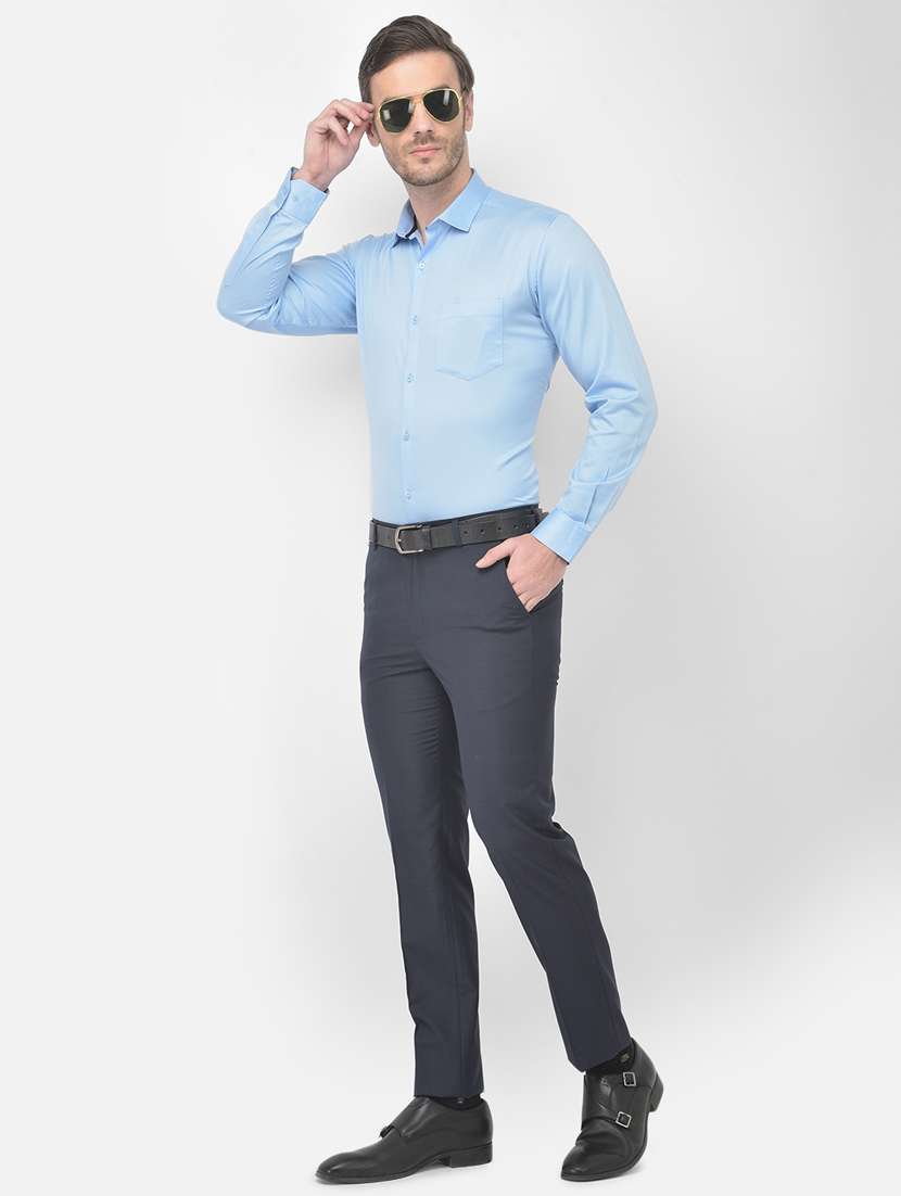 light blue solid formal shirt - 18277553 -  Standard Image - 3