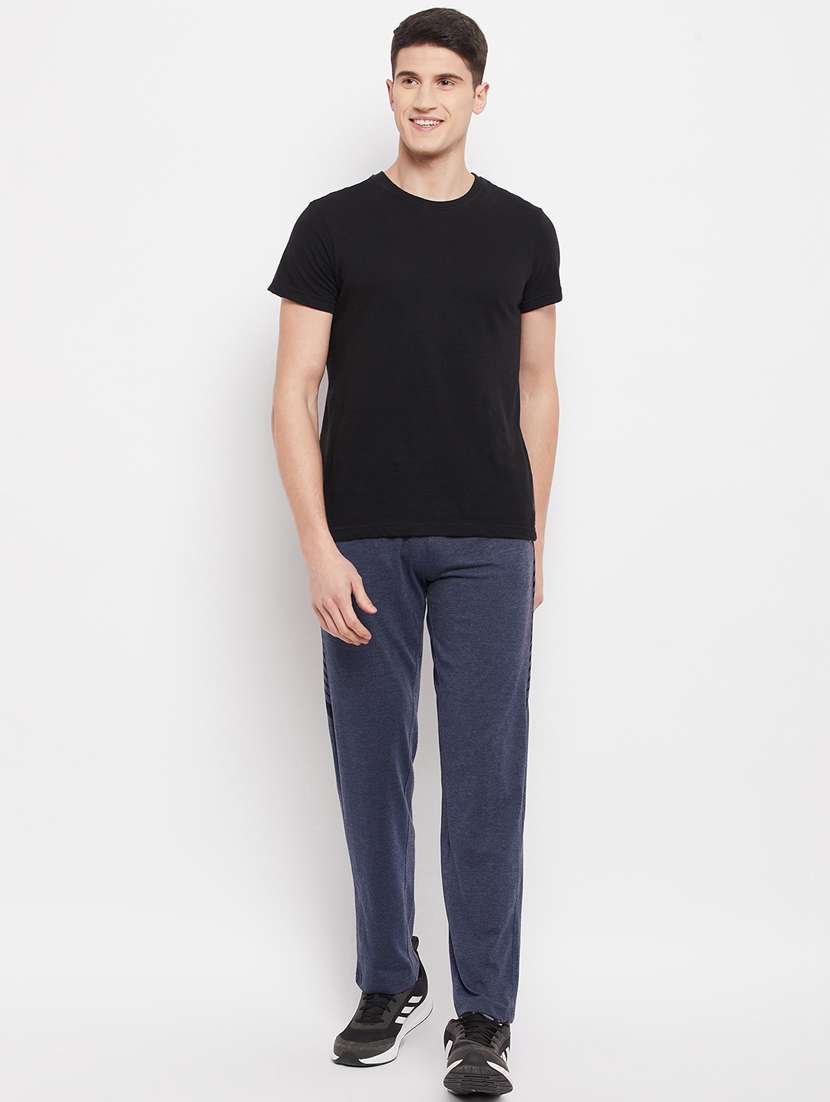navy blue melange track pant - 18280588 -  Standard Image - 3