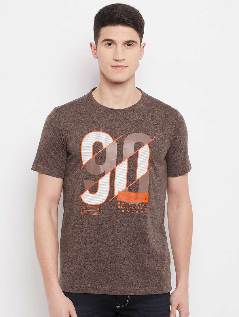 brown chest-printed polo t-shirt - 18280597 -  Zoom Image - 0