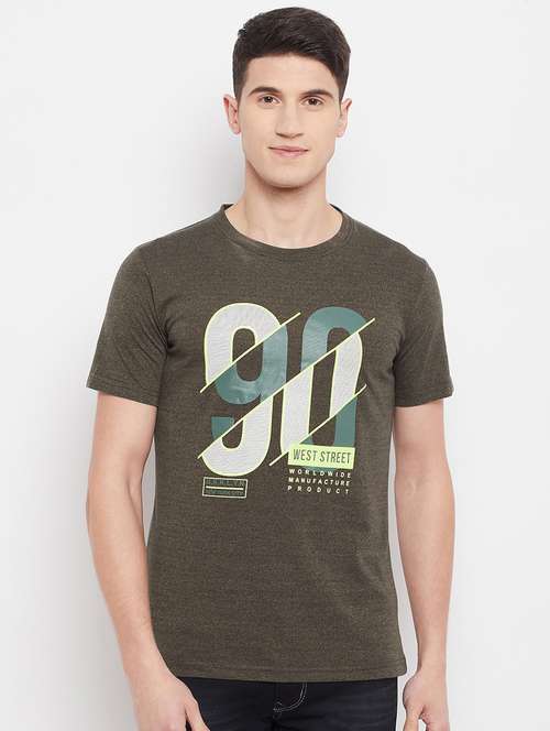 olive-green chest-printed t-shirt - 18280598 -  Standard Image - 0