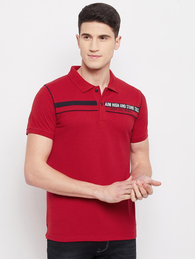 red chest-printed polo t-shirt - 18280600 - Zoom Image - 0