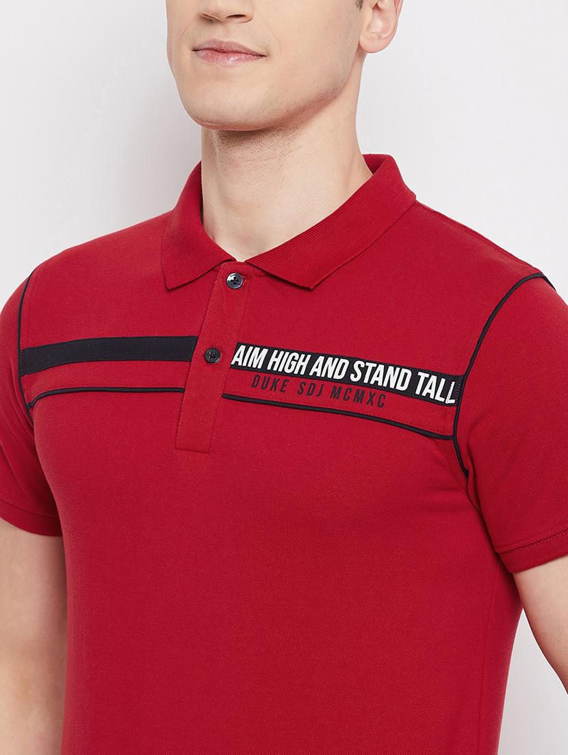 red chest-printed polo t-shirt - 18280600 - Standard Image - 3