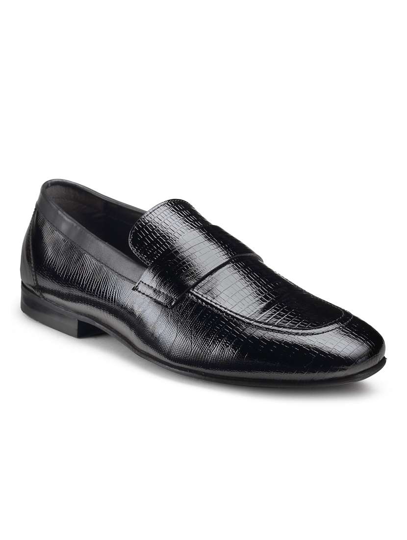 black leather slip on loafers - 18280617 -  Standard Image - 3