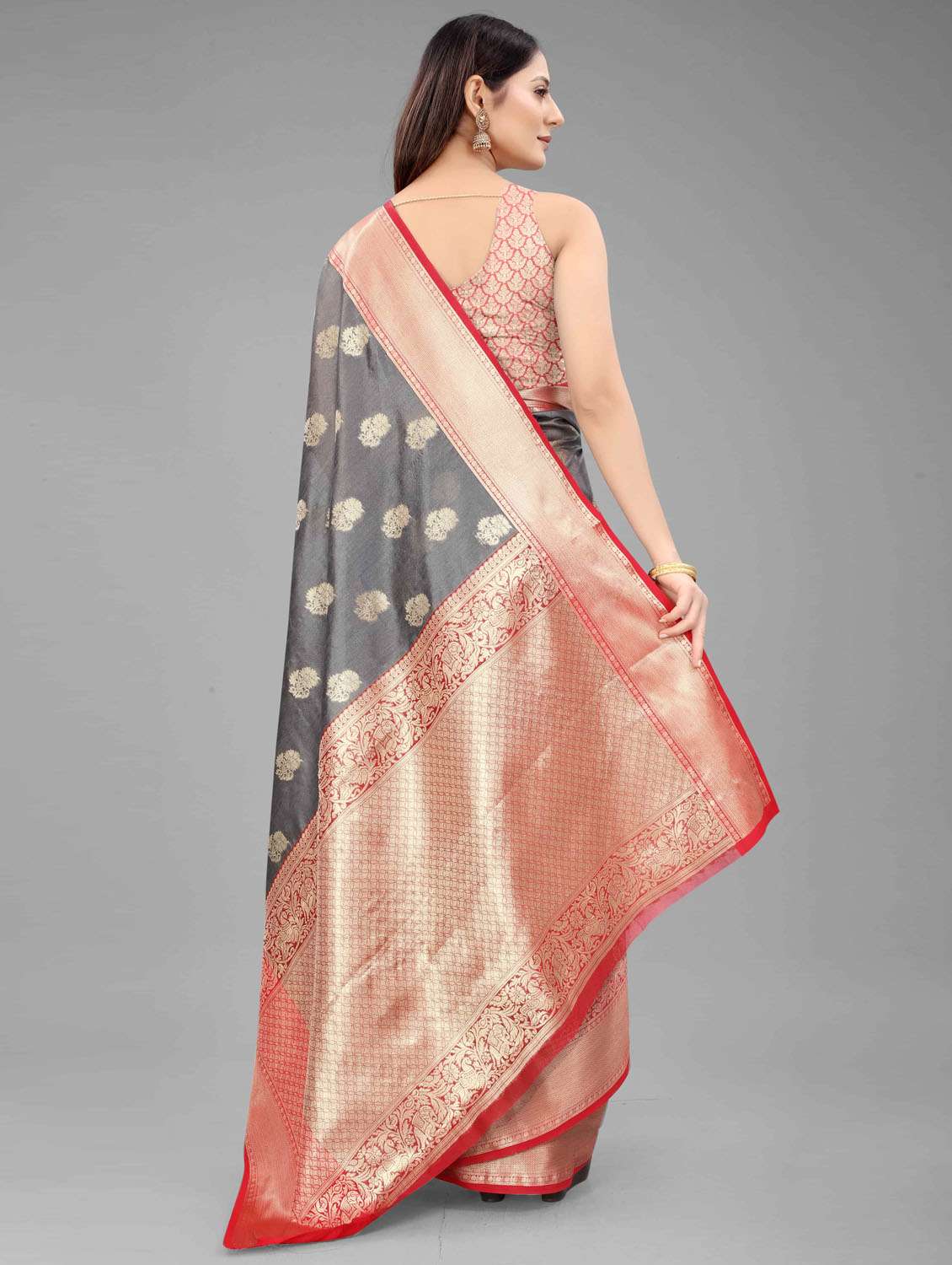 women's self design grey colored saree - 18280790 -  Standard Image - 3