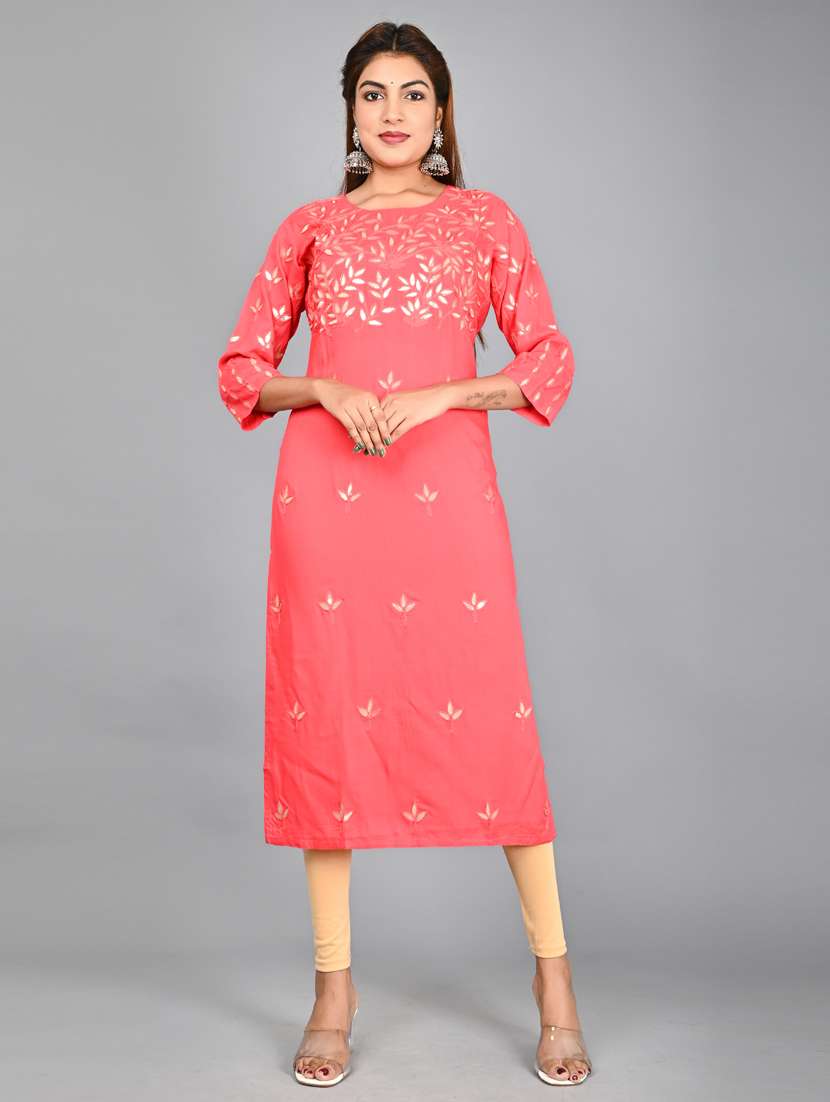 pink rayon kurta legging  set