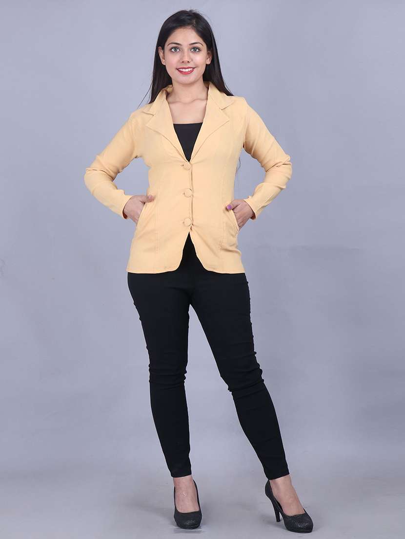 lapel neck solid formal blazer - 18281309 - Standard Image - 3