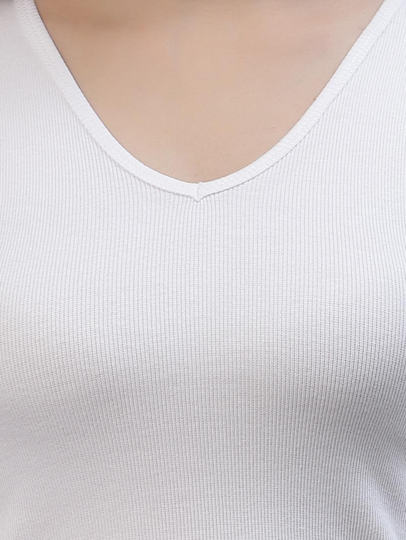 women's white round neck top - 18281356 - Standard Image - 5