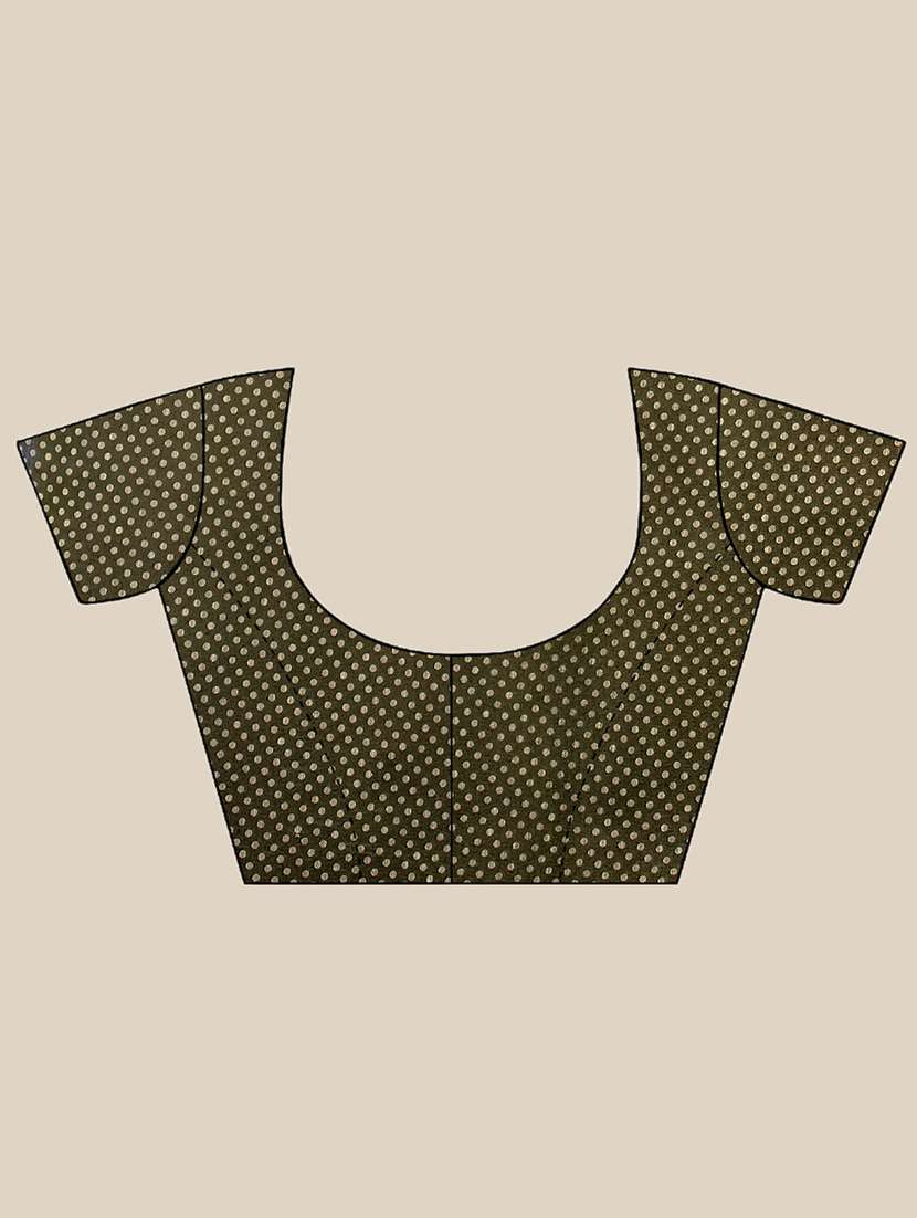 olive block printed saree - 18281917 - Standard Image - 3