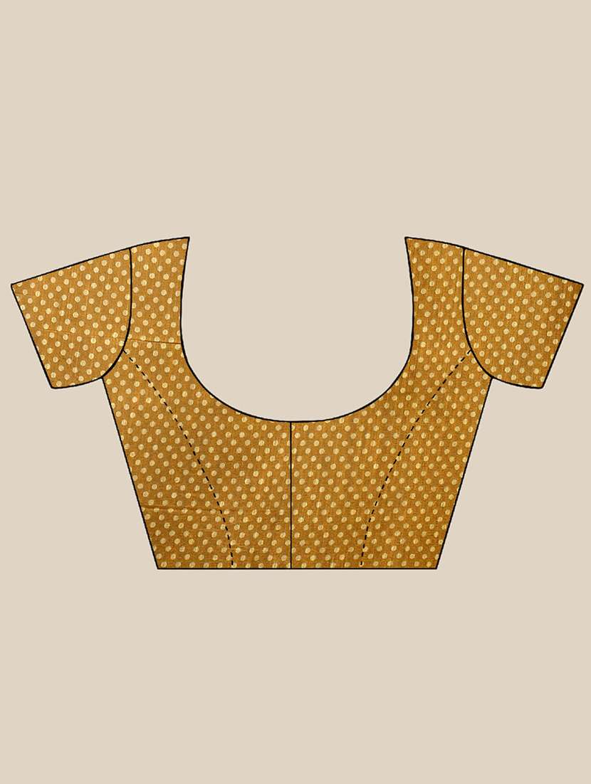 women's block print mustard colored saree - 18281920 -  Standard Image - 3