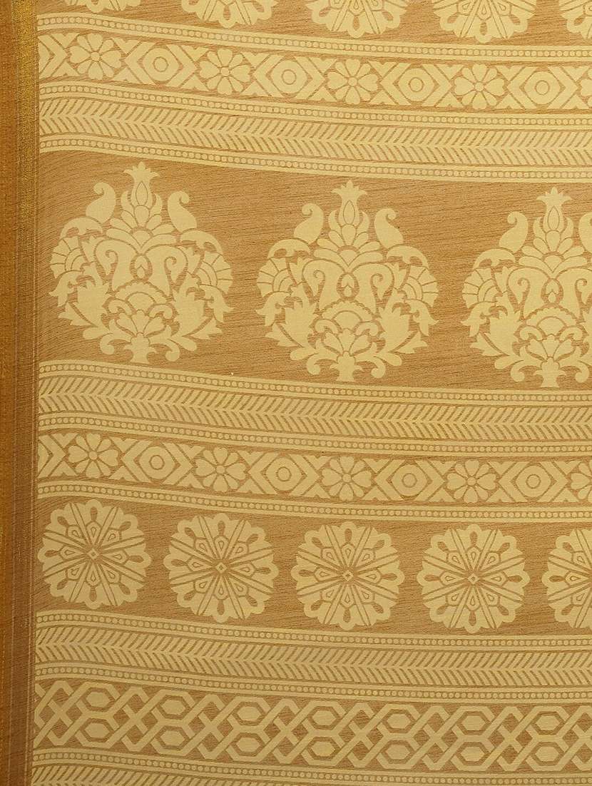 women's block print mustard colored saree - 18281920 -  Standard Image - 5