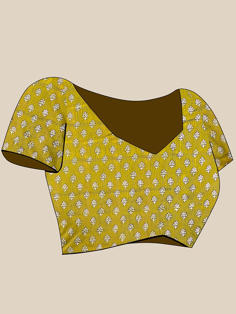 women's block print mustard colored saree - 18281926 - Standard Image - 3