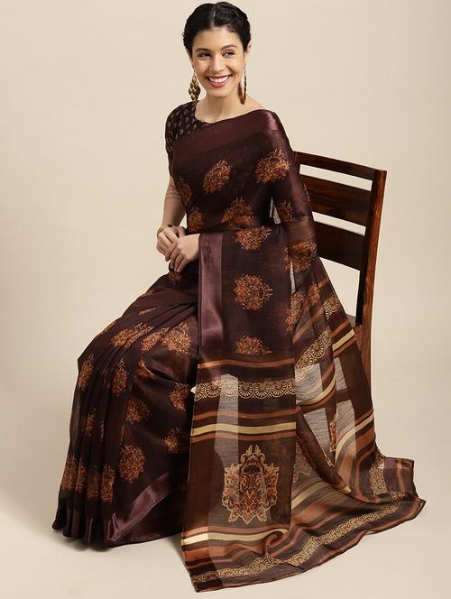 ethnic motifs printed saree - 18281927 -  Standard Image - 0