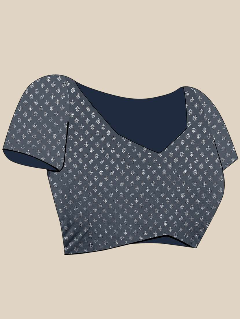 grey cotton blend printed saree - 18281929 -  Standard Image - 3