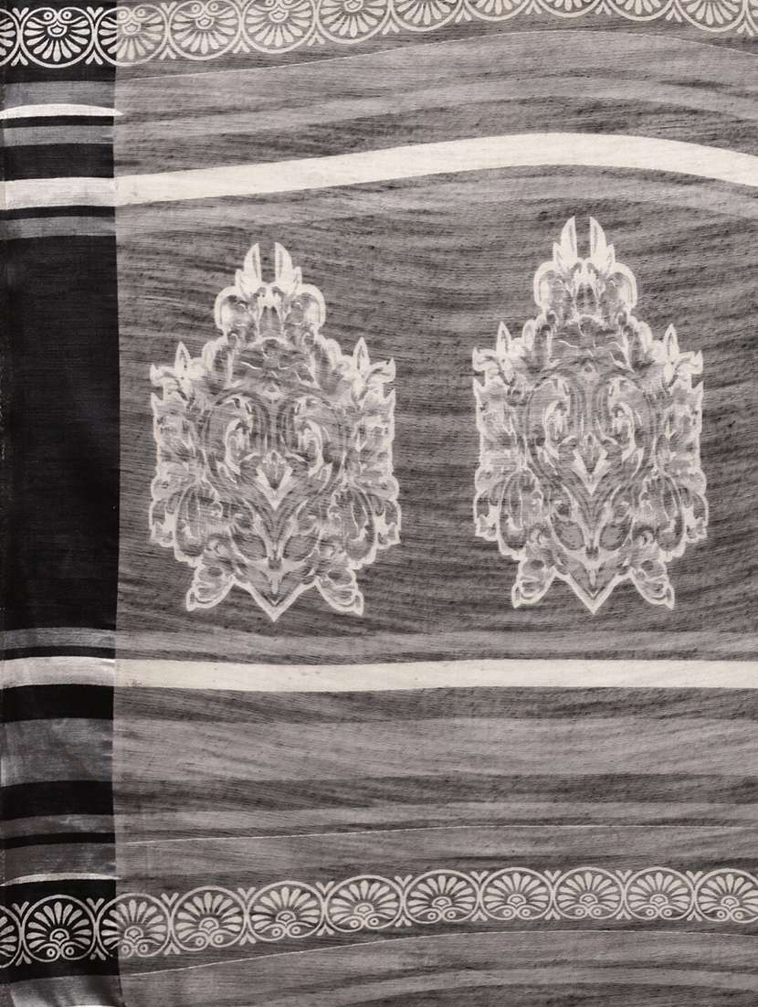 grey cotton blend printed saree - 18281929 -  Standard Image - 5