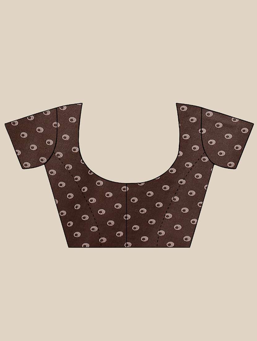 women's geometric brown colored saree with blouse - 18281939 -  Standard Image - 3