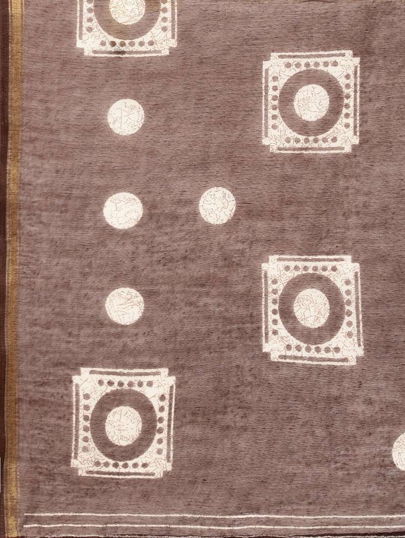 women's geometric brown colored saree with blouse - 18281939 -  Standard Image - 5