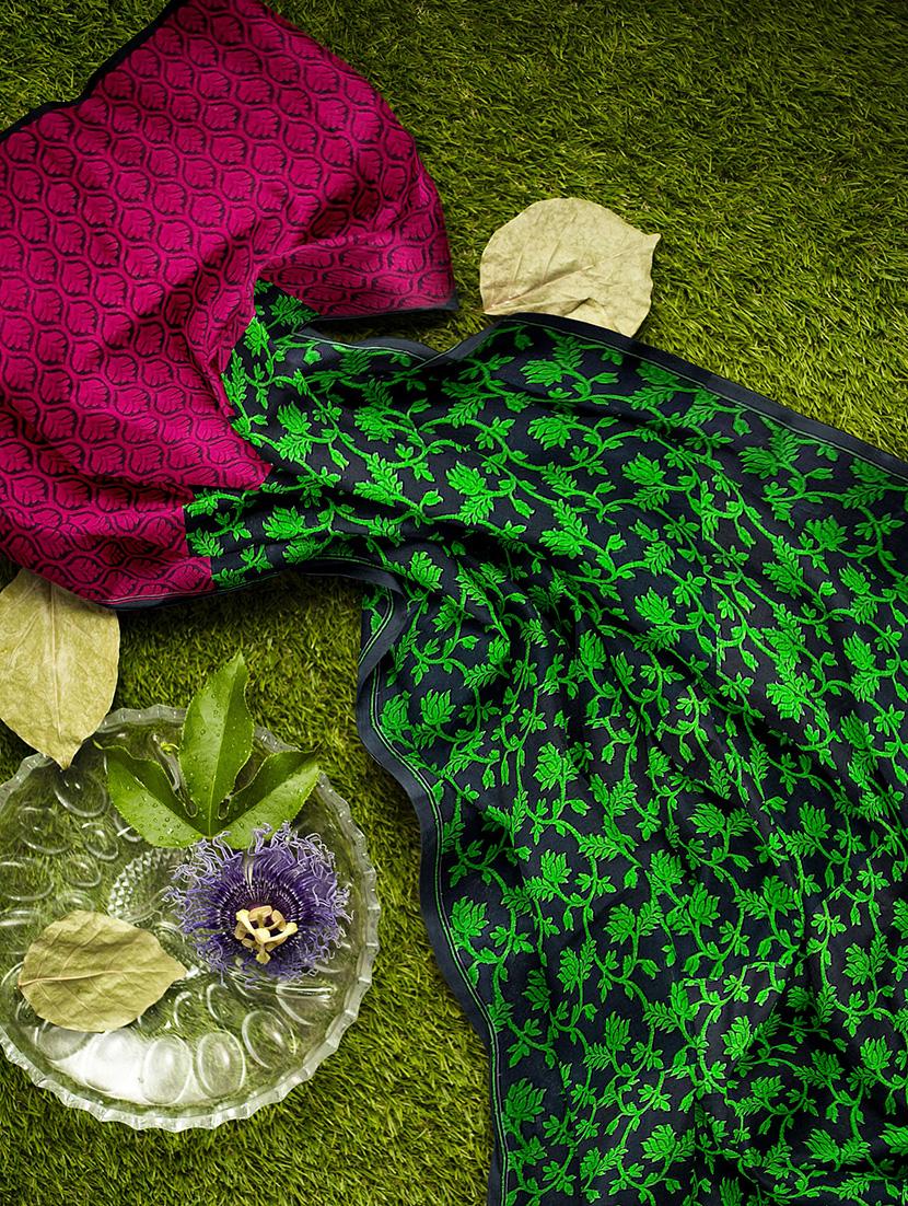 green linen handloom saree - 18282302 - Standard Image - 3