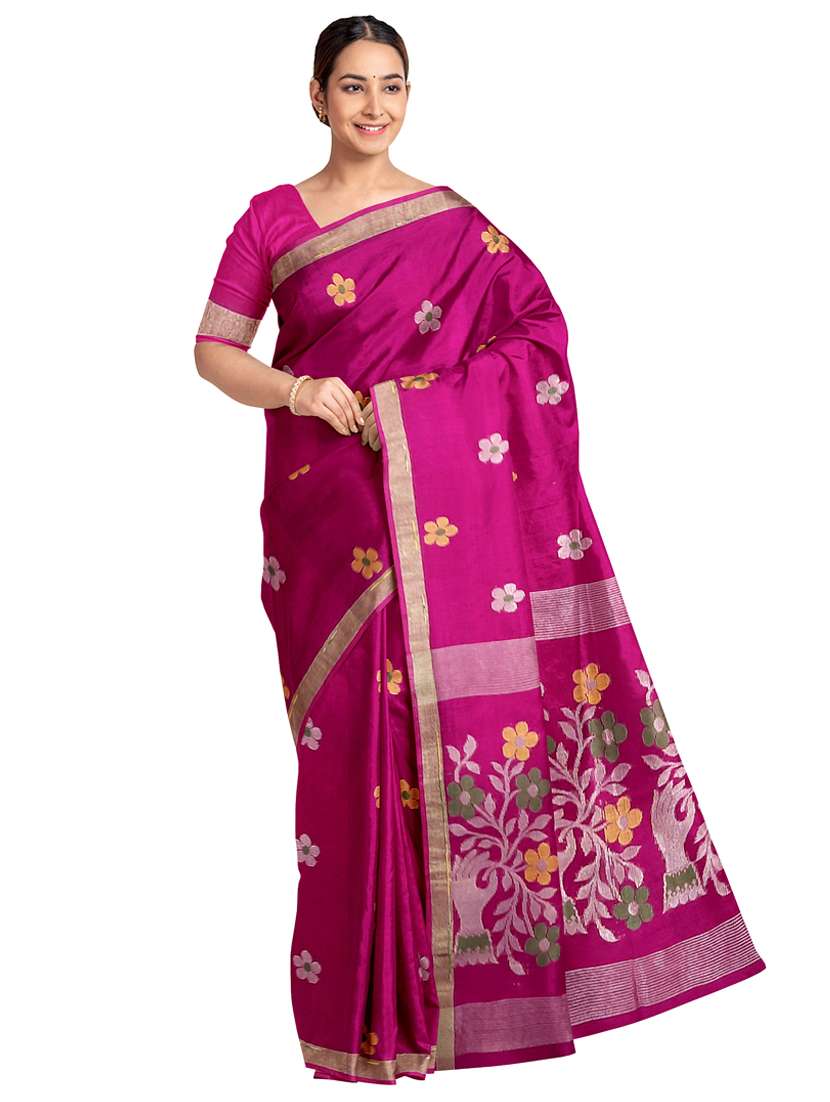 pink linen handloom saree with blouse